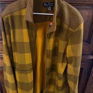 Under Armour Men's Mustard and Olive Plaid Full-Zip Jacket